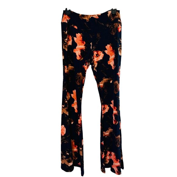2/$30 Altar'a State Large Floral Print Bell Bottom Pants Polyester & Spandex - Picture 1 of 12